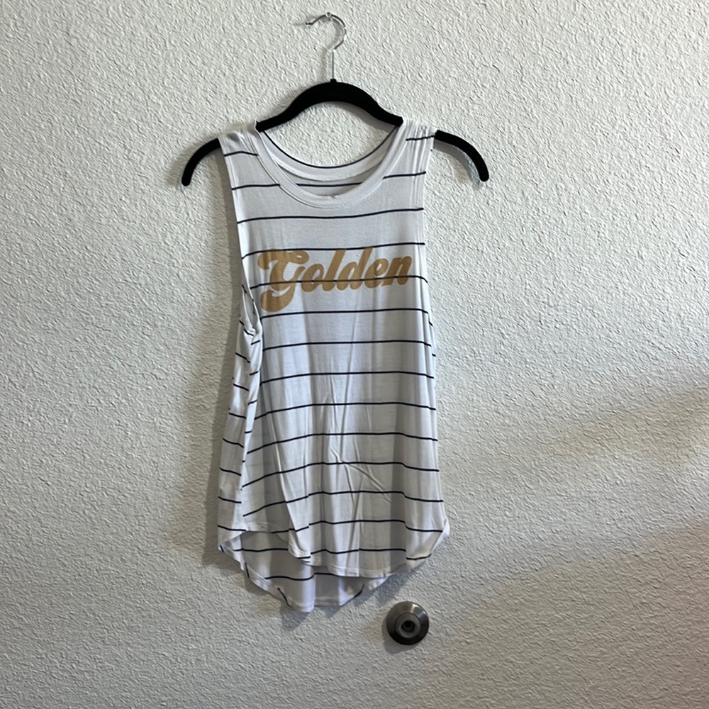 White and blue striped tank top
